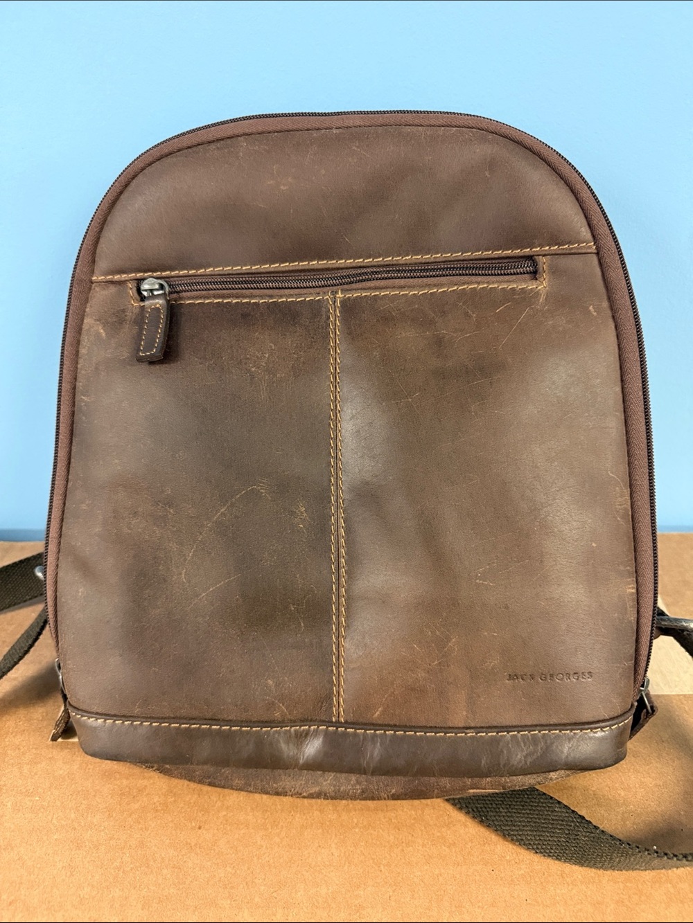 Men's Brown Leather Backpack - Classic Minimal Carry